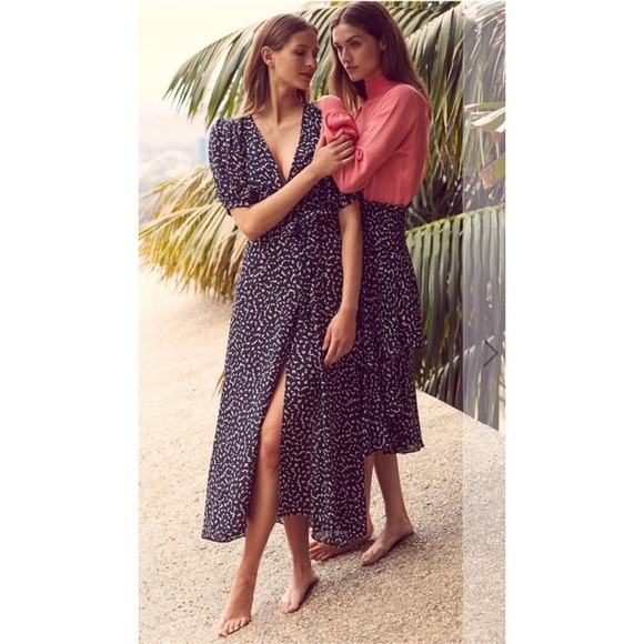 MISA Los Angeles | Andrea Wrap Dress Resort Petals Puff Sleeve NEW Size M - Picture 2 of 10